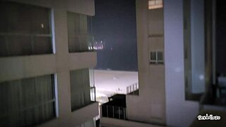 pov sneaky blowjob to neighbor on stairs behind wife's back