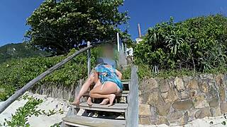 milf teased stranger with tongue and got ass fucked outdoors