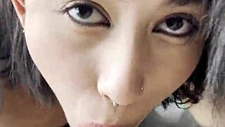 The girl made a blowjob and received a portion of hot cum in her mouth