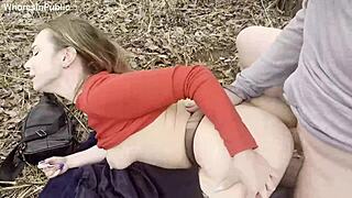 Girlfriend fucked by her boyfriend in public outdoors