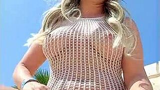 I’m flashing my transparent dress with no underwear on!