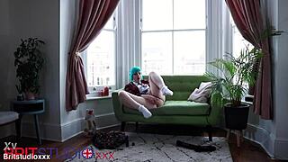 Alternative British teen in school uniform masturbates passionately