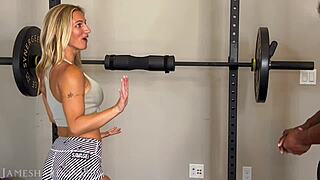 A hot woman seduces her personal trainer with her charms