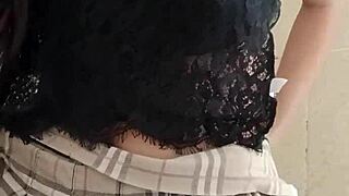 Shy teen showered, streaked, fantasizing wild moments