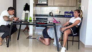 Horny roommate fucked cuckold's girlfriend while he played