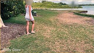 A hot wife has fun on the swing without panties, gaining weight