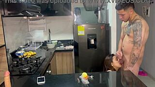 Latina maid gets drilled hard in the kitchen by employer