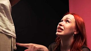 oh my god, redhead loses blowjob virginity with deepthroat moaning!