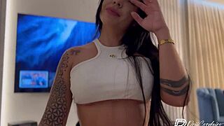 Latina teen rides big cock in lingerie during homemade session