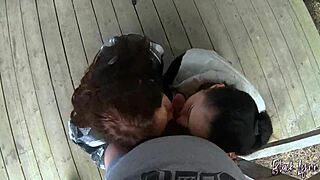 On vacation, we shared a public threesome blowjob. It was wild on the beach.