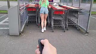 Blonde loses control in public with anal toy