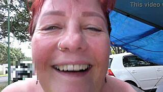 Trashy Kiwi MILF shows off in public holiday park disgrace