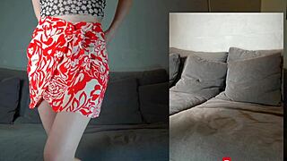 Sexy teacher tries see-through outfits, flashes hairy pussy to students