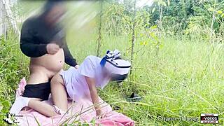 Fucking Skinny Nurse in Forest Behind Hospital Grounds