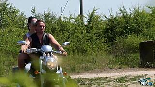 Girl got a dick in her pussy after riding a motorcycle