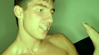 watch this naughty housewife give fellatio to her guest bent over in the kitchen?