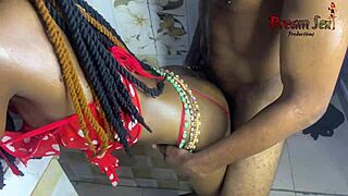 Hot Kitchen Sex with Crazy African Teen 18+ and Her Tight Body