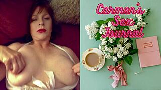Sexy granny vampyra gets her pussy filled with cum by stroking a strapon