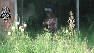 Blonde Girl Gets Wild with Bareback Action in Public Park