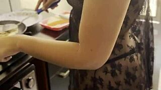 Brazilian Amateur Cooks in Thong for Friend