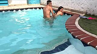 found my sister-in-law by the pool, couldn't resist banging her tight Latina milf pussy! 😈