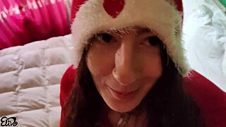 Hey there, Sexy Santa dropped a hot gift for you! Cum dripping on a young hairy pussy.