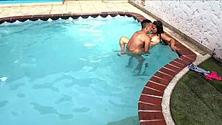 found my sister-in-law by the pool, couldn't resist banging her tight Latina milf pussy! 😈