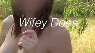 Young wife, first nude walk in public! How daring is this milf?