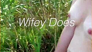 Young wife, first nude walk in public! How daring is this milf?