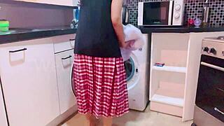 This wet Pinay student in school uniform gets cleaned up after filming steamy pov outdoor clips.
