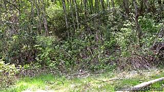 blonde girlfriend deepthroats boyfriend's cock outdoors in amateur sex tape