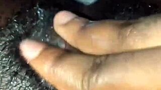 small tit ebony teases with solo wet pussy play at home.