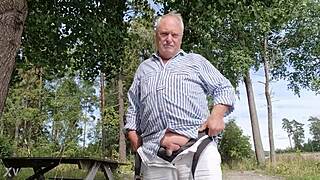 chris enjoys outdoor solo time in european homemade setting