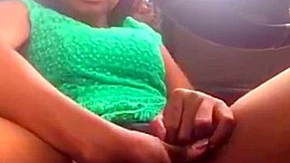 Caught Petite Babe Playing Wet in Car