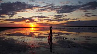 Walking On Red Sunset At Elton Salt Lake!