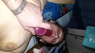 Exclamatory-Provocative love making with wife, wow, double dicking her with dildo!