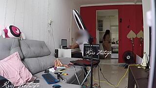 Subtle Tease as Wife Parades in See-Through White Bikini Before Technician.