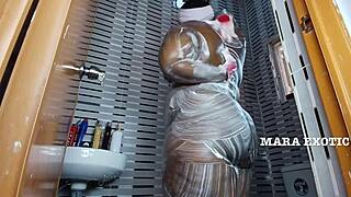 Join me for shower time with this fat onion booty milf, Mara Exotic, full vid on Red.
