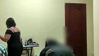 harassing the maid with rough anal in tight leggings for part 1