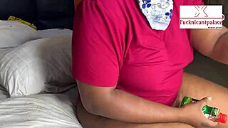 Stepmom Ebony Experiences Water Squirting During Intense Activity Full Video On Red Sheer