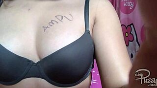asian teen 18+ writes pussy on her naked skin