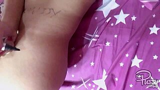 asian teen 18+ writes pussy on her naked skin