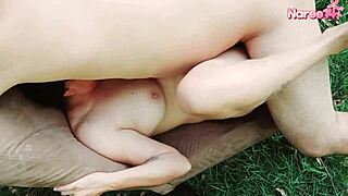 man, banging hard outdoors on a chair with this latina until bursting inside her