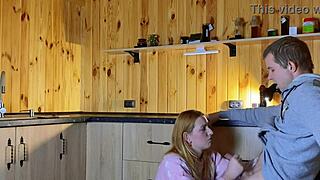Cheating wife gets creamed by husband's best friend in kitchen 😱