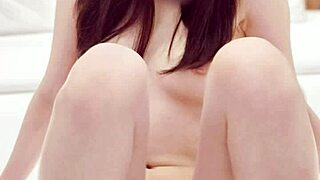 sexy shorts on stunning brunette with ponytail and skinny frame