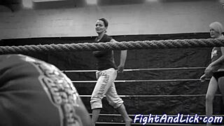 Petite Euro Wrestles Busty Lesbian in Catfight