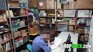 strict guard punishes busty babe for stealing