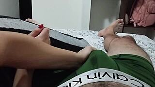 gentle female hands sensually masturbate my big cock