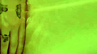 Hot babe caressing herself and rubbing her pink pussy in the bathtub 😍