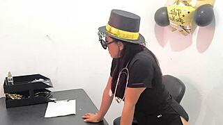 The hot office worker slips in an anal plug to tease her horny buttocks at work